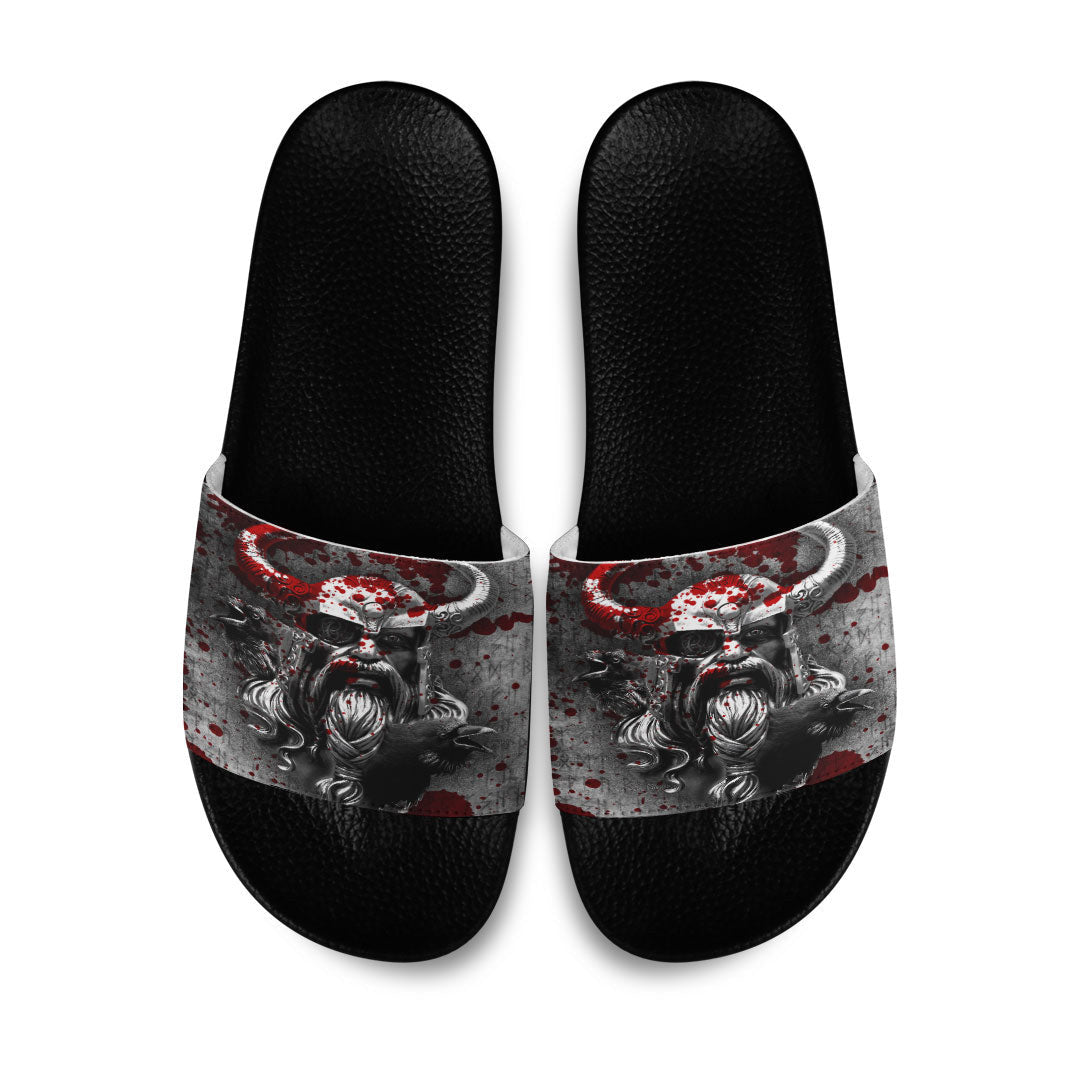Slide Sandals Raven Viking Odin Blood Slide Sandals