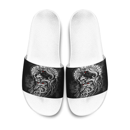 Slide Sandals Raven Of Odin Viking Skull Viking Slide Sandals