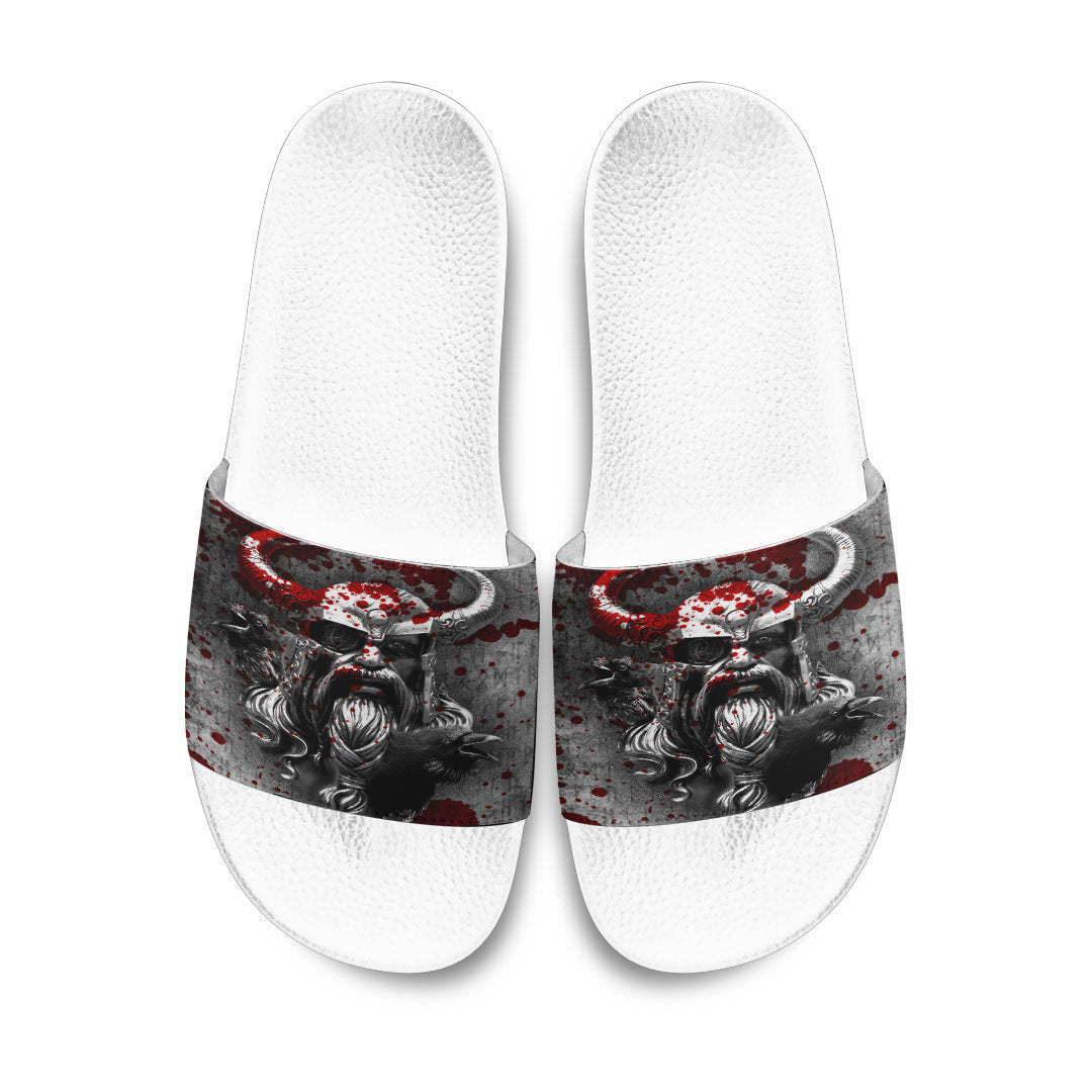 Slide Sandals Raven Viking Odin Blood Slide Sandals