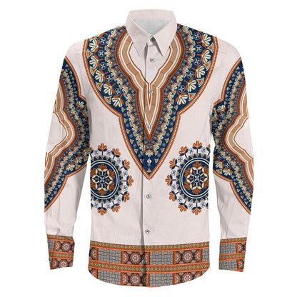 Clothing Africa Dashiki Neck Long Sleeve Button Shirt