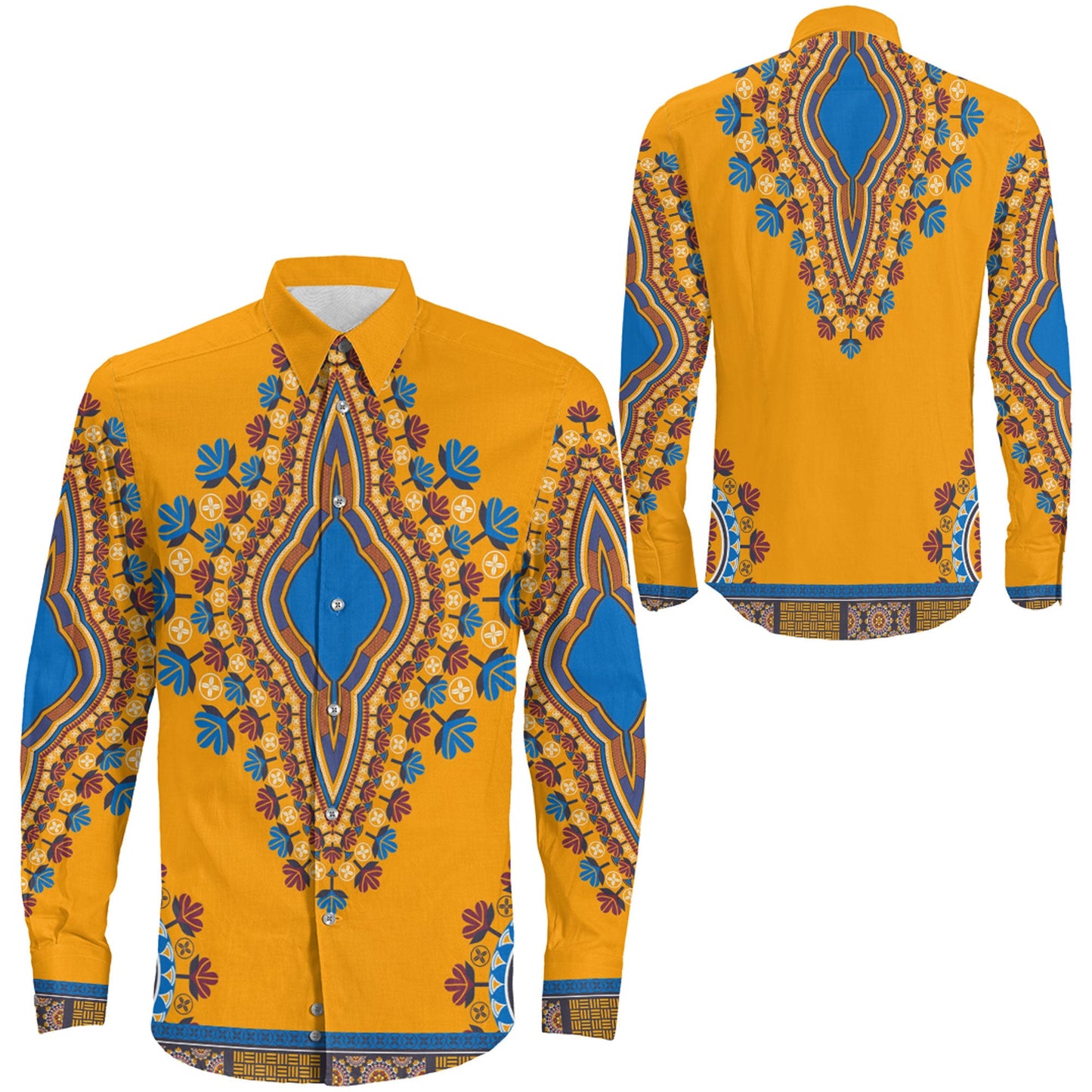 Clothing Neck Africa Dashiki Long Sleeve Button Shirt