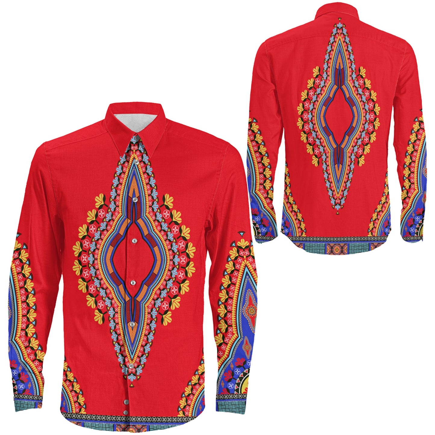 Clothing Neck Dashiki Africa Long Sleeve Button Shirt