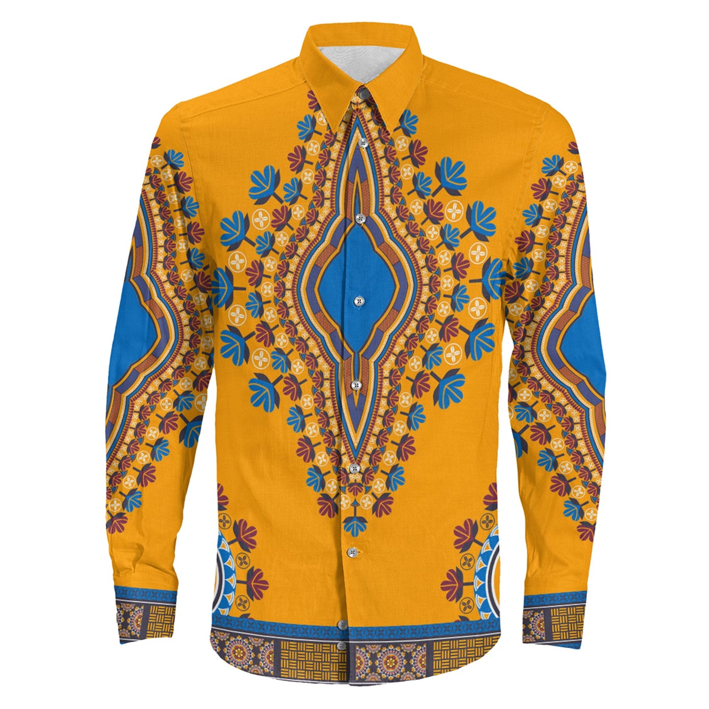 Clothing Neck Africa Dashiki Long Sleeve Button Shirt