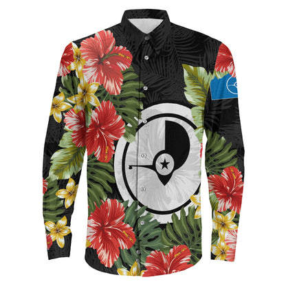Clothing Yap Islands Hibiscus Coatofamrs Long Sleeve Button Shirt