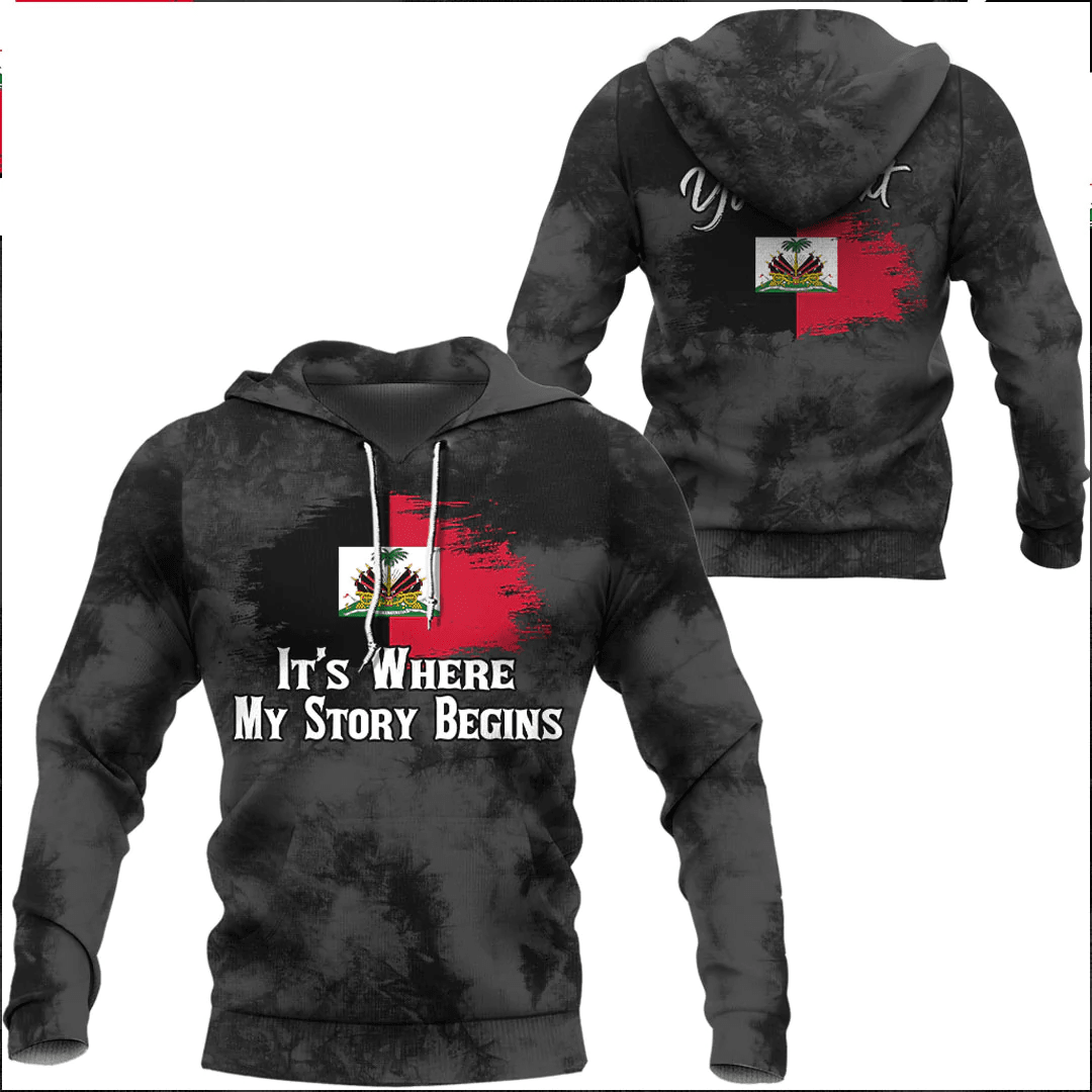 Hoodie Custom Haiti 1964 It'S Where My Story Begin Wash Style