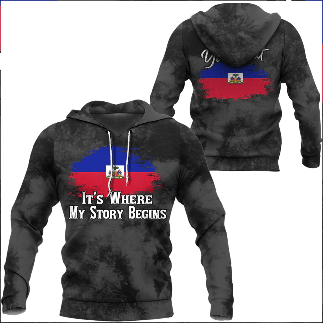 Hoodie Custom Haiti It'S Where My Story Begin Wash Style