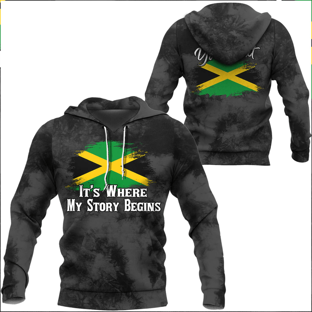 Hoodie Custom Jamaica It'S Where My Story Begin Wash Style