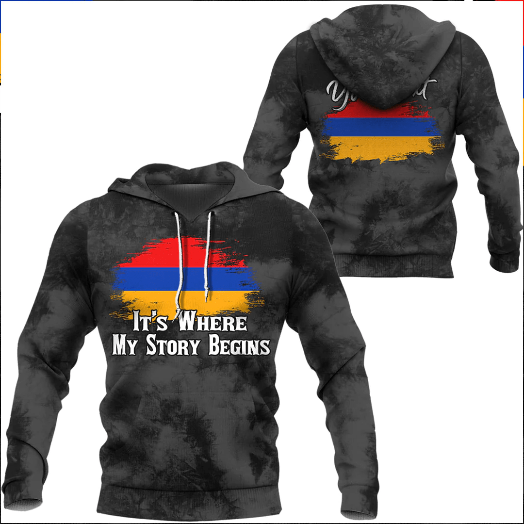 Hoodie Custom Armenia It'S Where My Story Begin Wash Style