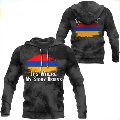 Hoodie Custom Armenia It'S Where My Story Begin Wash Style