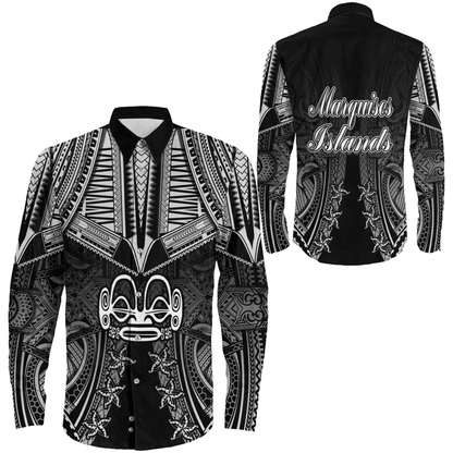 Clothing Marquesas Islands Tattoo Long Sleeve Button Shirt