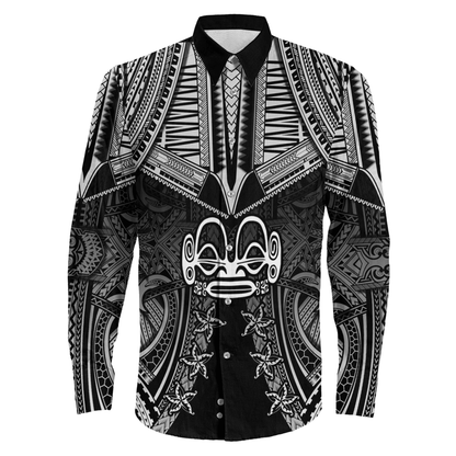 Clothing Marquesas Islands Tattoo Long Sleeve Button Shirt
