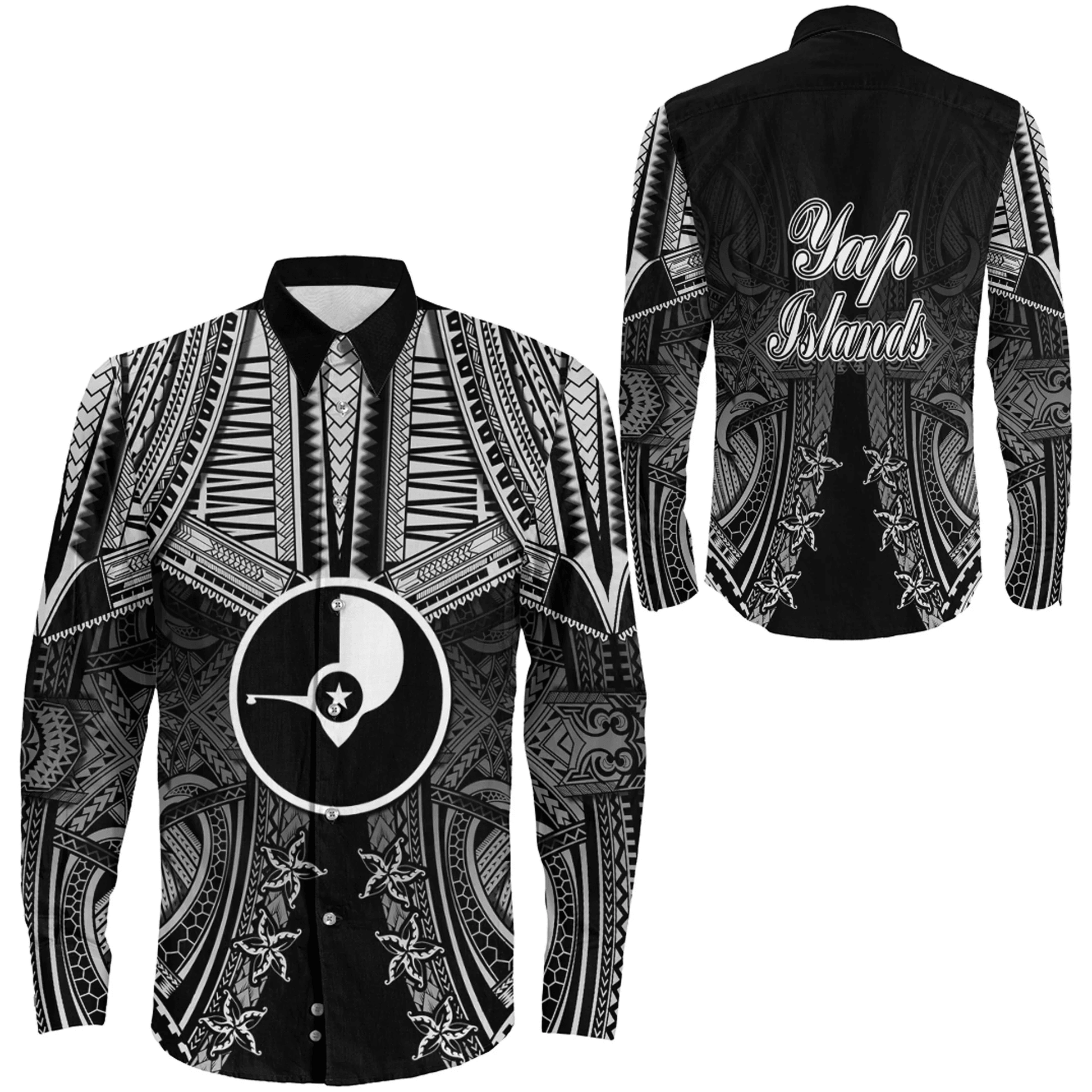 Clothing Yap Islands Tattoo Long Sleeve Button Shirt