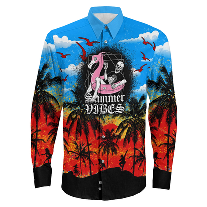 Clothing Summer Vibes Long Sleeve Button Shirt