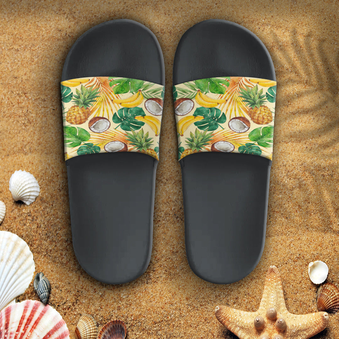 Sandal Hawaiian Summer Pattern Pineapple,Banana and Coconut Slide Sandal