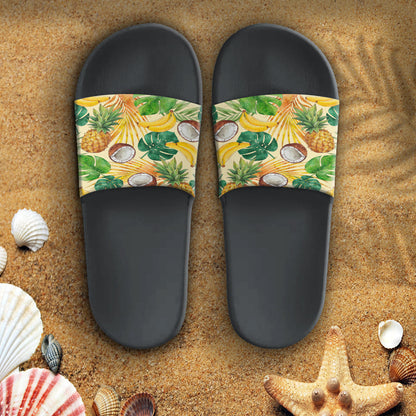 Sandal Hawaiian Summer Pattern Pineapple,Banana and Coconut Slide Sandal