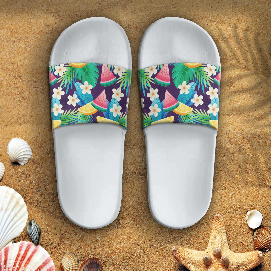 Sandal Hawaiian Summer Pattern Watermelon and Floral Slide Sandal