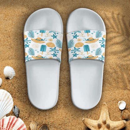 Sandal Summer Pattern Straw Hat and Marine Life Slide Sandal