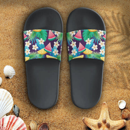 Sandal Hawaiian Summer Pattern Watermelon and Floral Slide Sandal