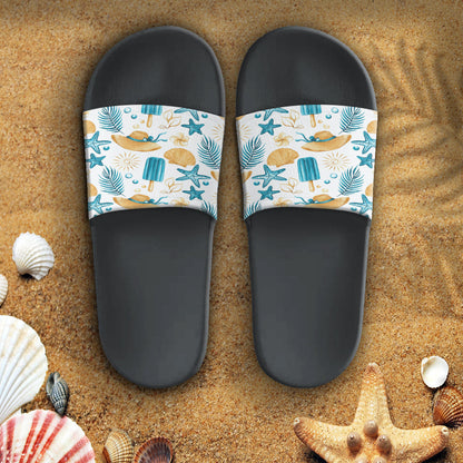 Sandal Summer Pattern Straw Hat and Marine Life Slide Sandal