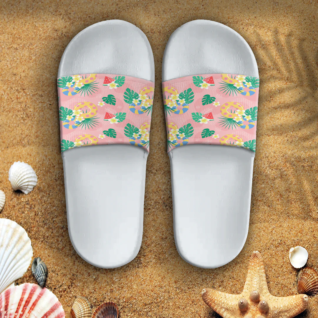 Sandal Hawaiian Summer Pattern Lifebuoy Fresh Bright Color Slide Sandal