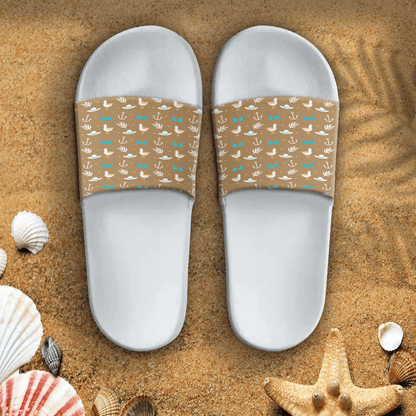 Sandal Hawaiian Summer Pattern Duck,Anchor, Fedora and Bra Slide Sandal