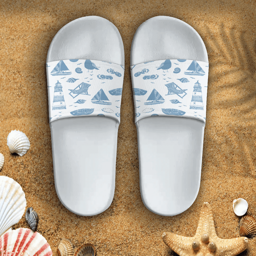 Sandal Summer Pattern Lighthouse Pleasant Colors Slide Sandal