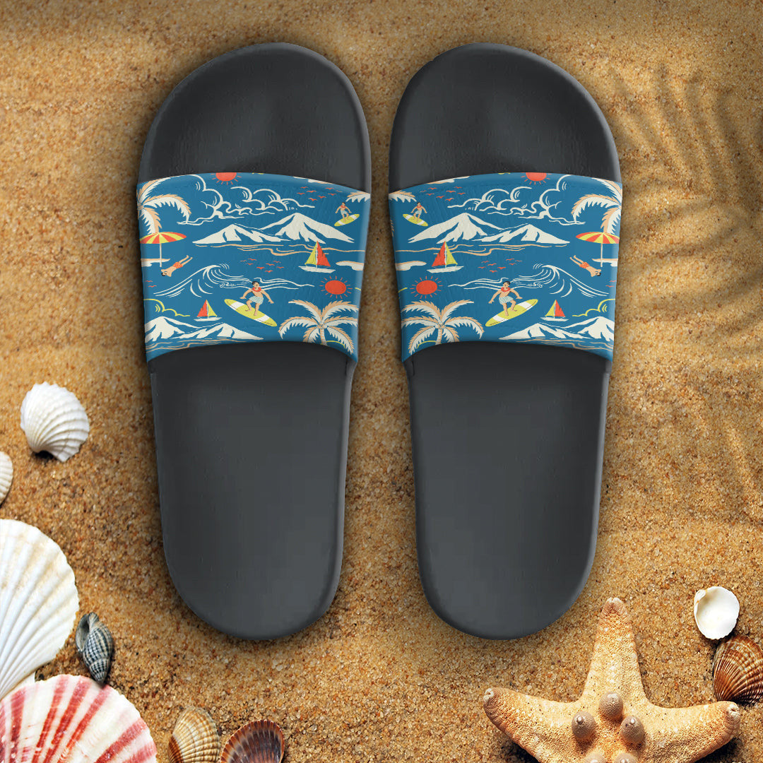 Sandal Hawaiian Summer Beach Pattern Slide Sandal