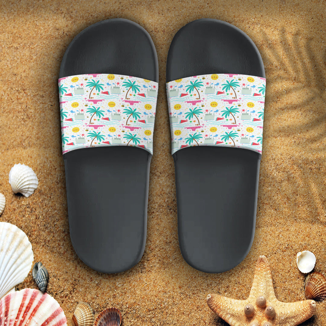 Sandal Summer Pattern Childish Drawing Slide Sandal