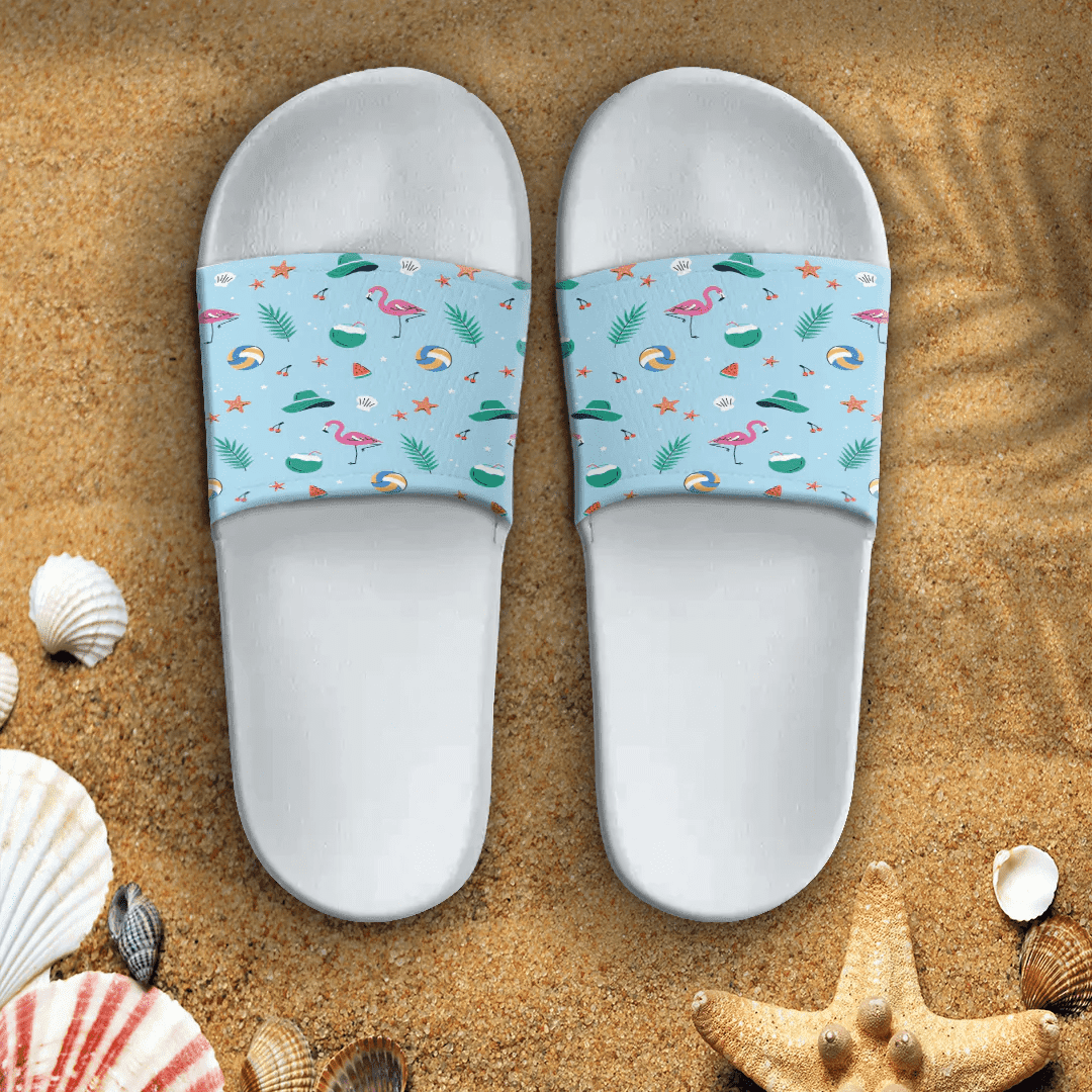Sandal Summer Pattern Simple Textures Flamingo Slide Sandal