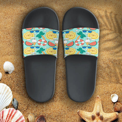 Sandal Summer Pattern Comic Style and Sun Slide Sandal