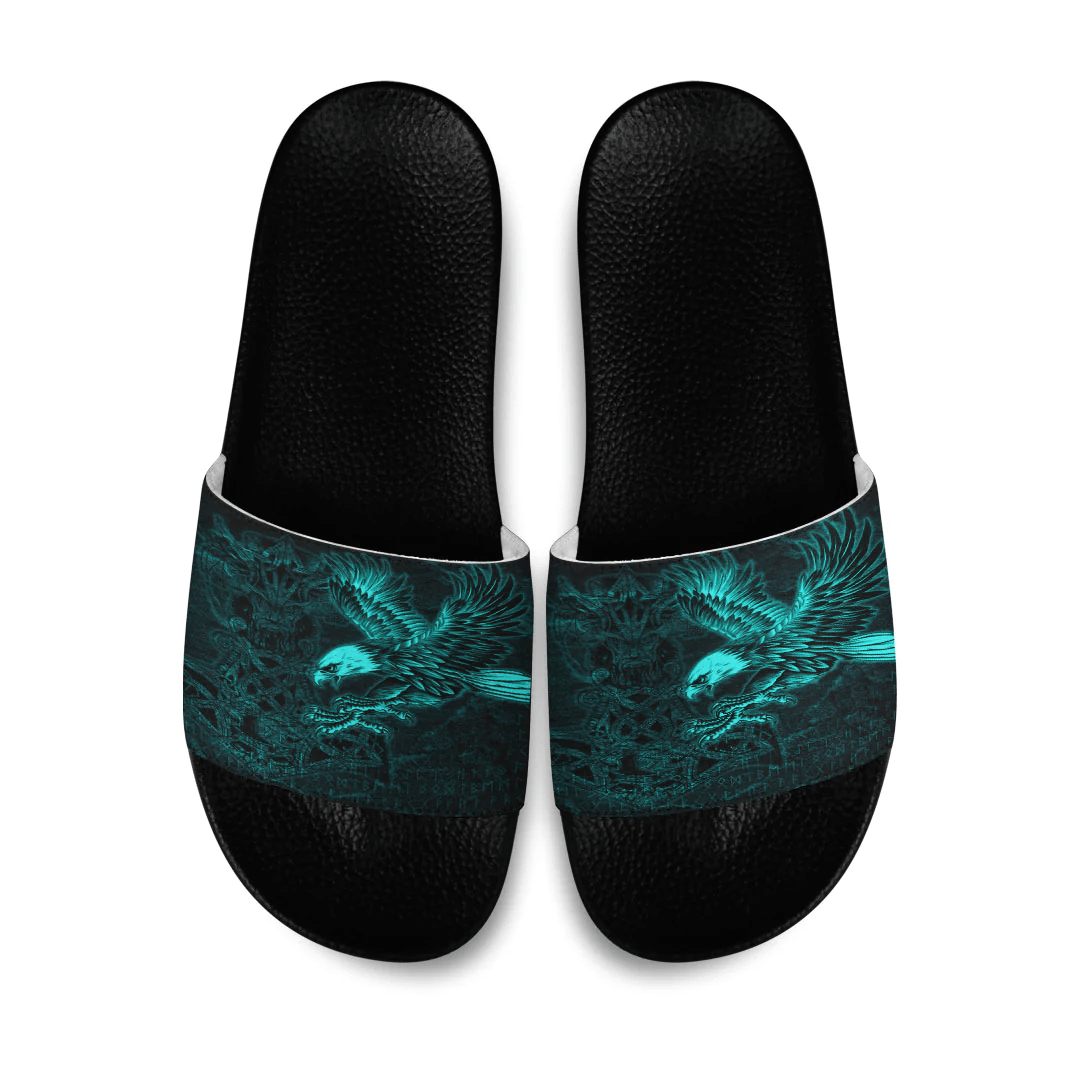 Slide Sandals Raven Mjolnir Turquoise Viking Slide Sandals