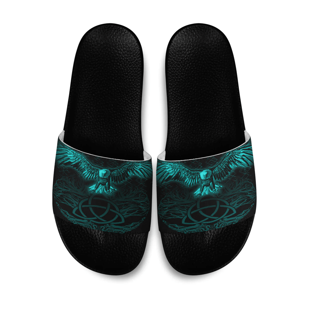 Slide Sandals Raven Tree Cletic Turquoise Viking Slide Sandals