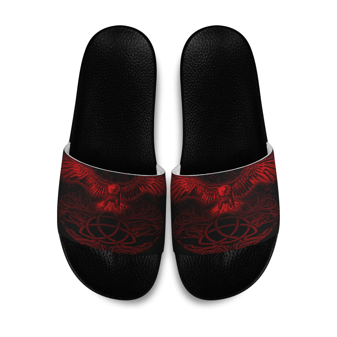 Slide Sandals Raven Tree Cletic Red Viking Slide Sandals