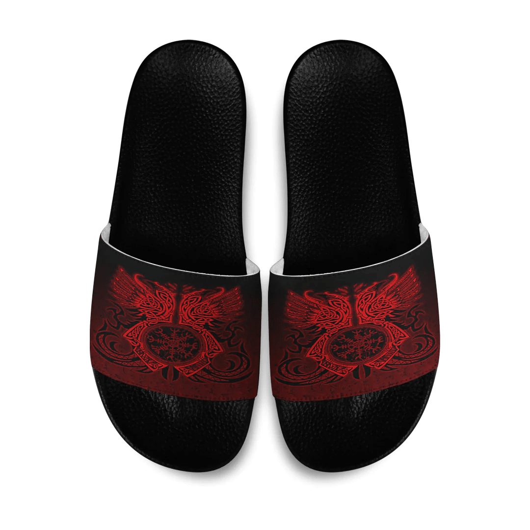 Slide Sandals Two Raven Cletic Red Viking Slide Sandals