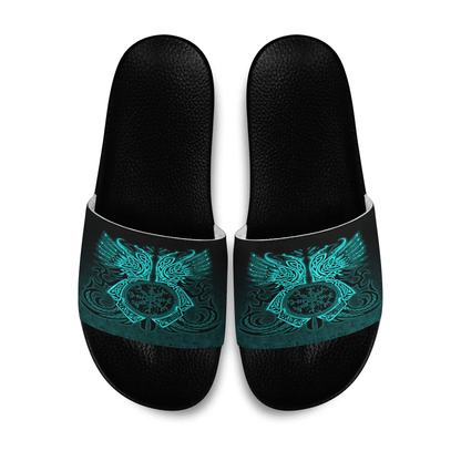 Slide Sandals Two Raven Cletic Turquoise Viking Slide Sandals