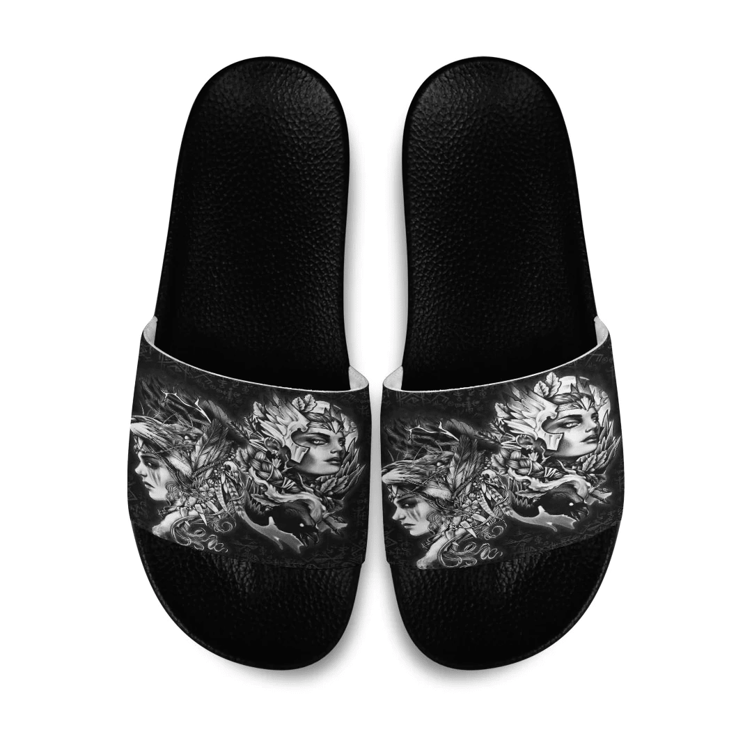 Slide Sandals Valkyries And Bear Raven Viking Slide Sandals