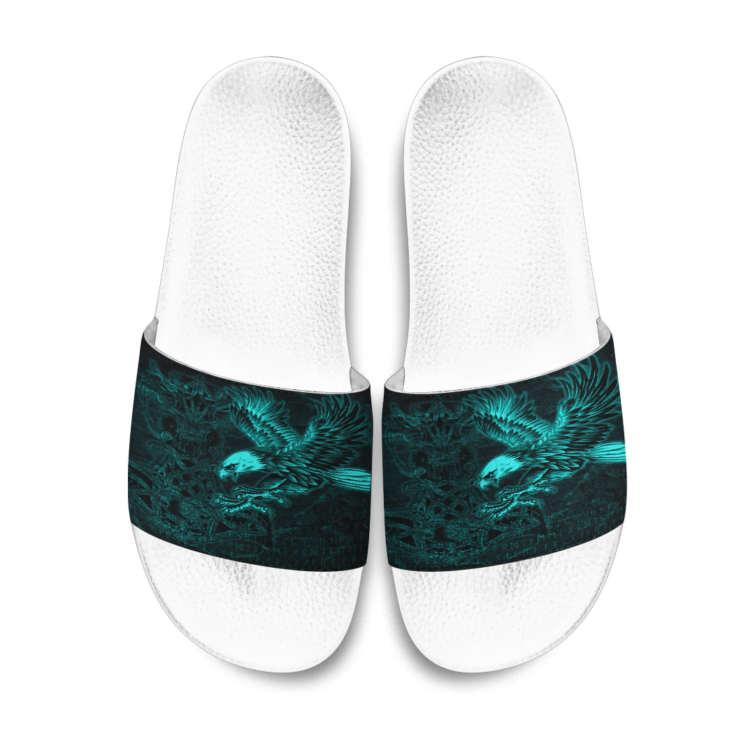 Slide Sandals Raven Mjolnir Turquoise Viking Slide Sandals