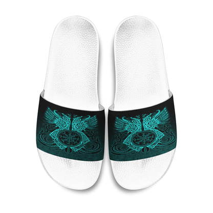Slide Sandals Two Raven Cletic Turquoise Viking Slide Sandals