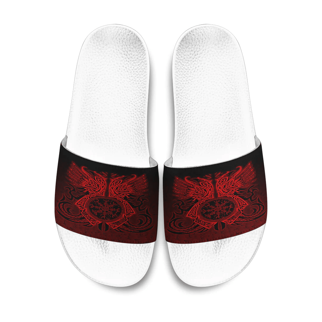 Slide Sandals Two Raven Cletic Red Viking Slide Sandals