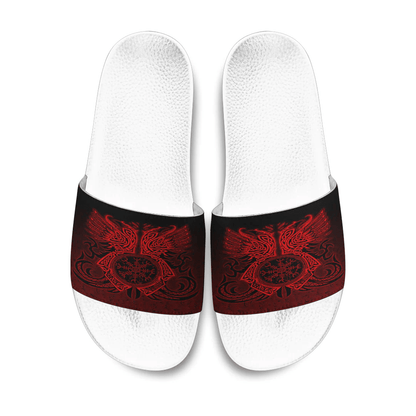 Slide Sandals Two Raven Cletic Red Viking Slide Sandals