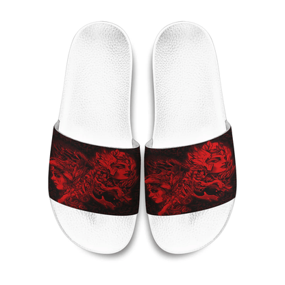 Slide Sandals Valkyries And Bear Raven Red Viking Slide Sandals