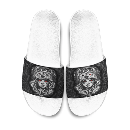 Slide Sandals Valkyries And Wolf Moon Viking Slide Sandals