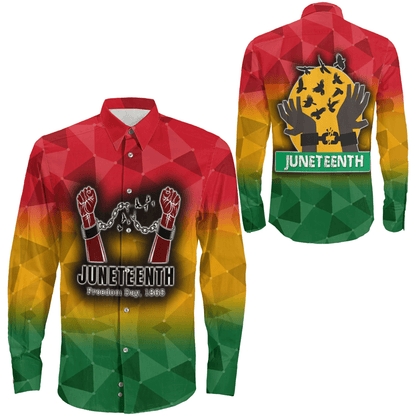 Clothing Juneteenth Hand Long Sleeve Button Shirt