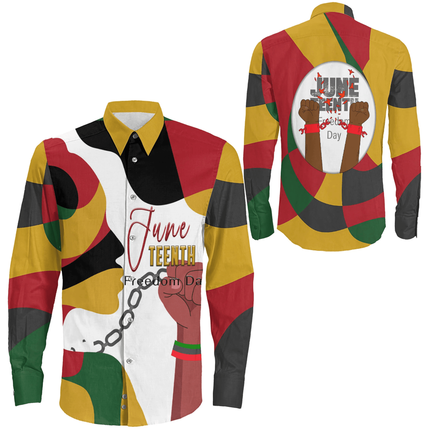 Clothing Face Color Juneteenth Long Sleeve Button Shirt
