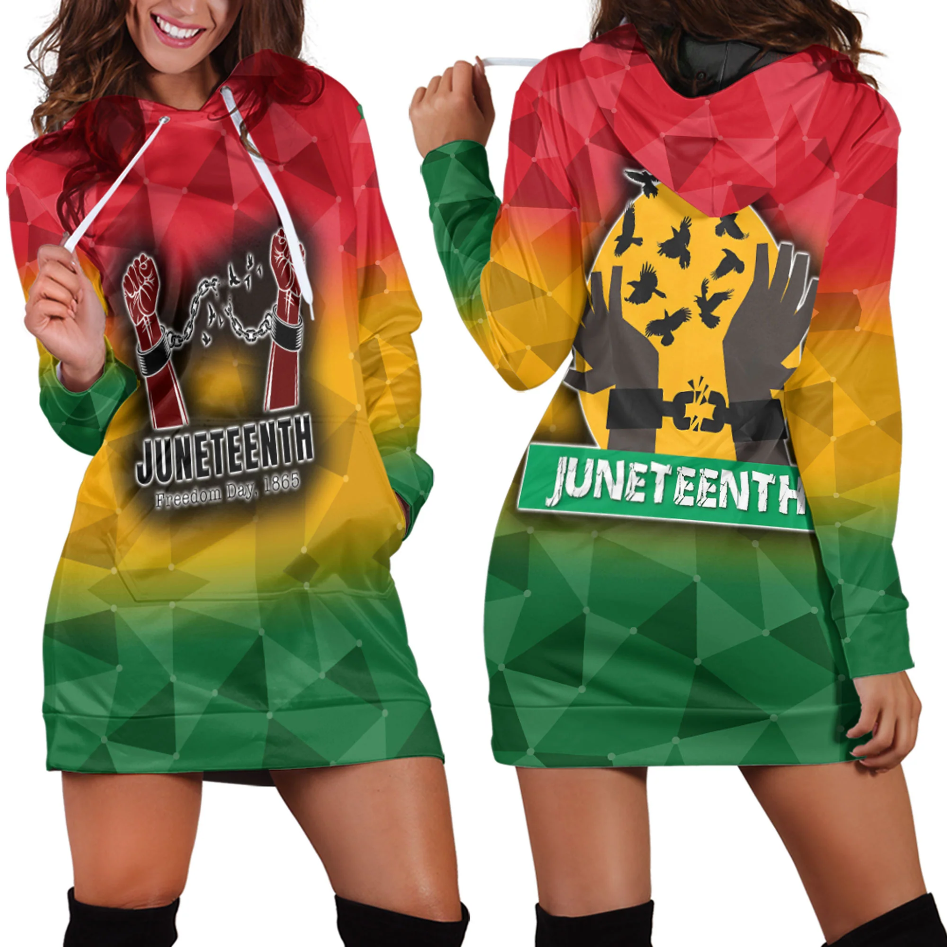 Clothing Juneteenth Hand Hoodie Dress