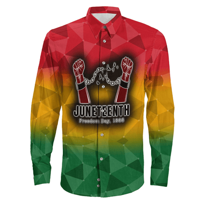 Clothing Juneteenth Hand Long Sleeve Button Shirt