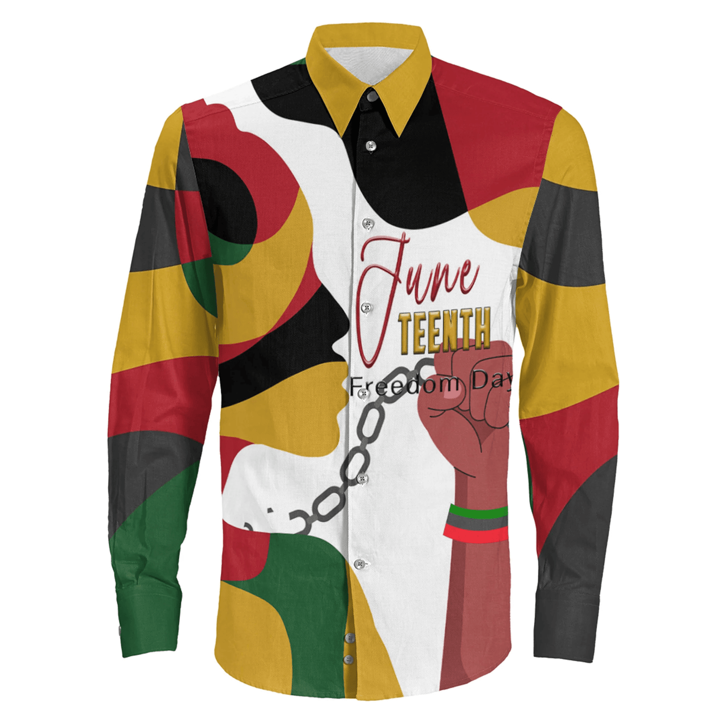 Clothing Face Color Juneteenth Long Sleeve Button Shirt