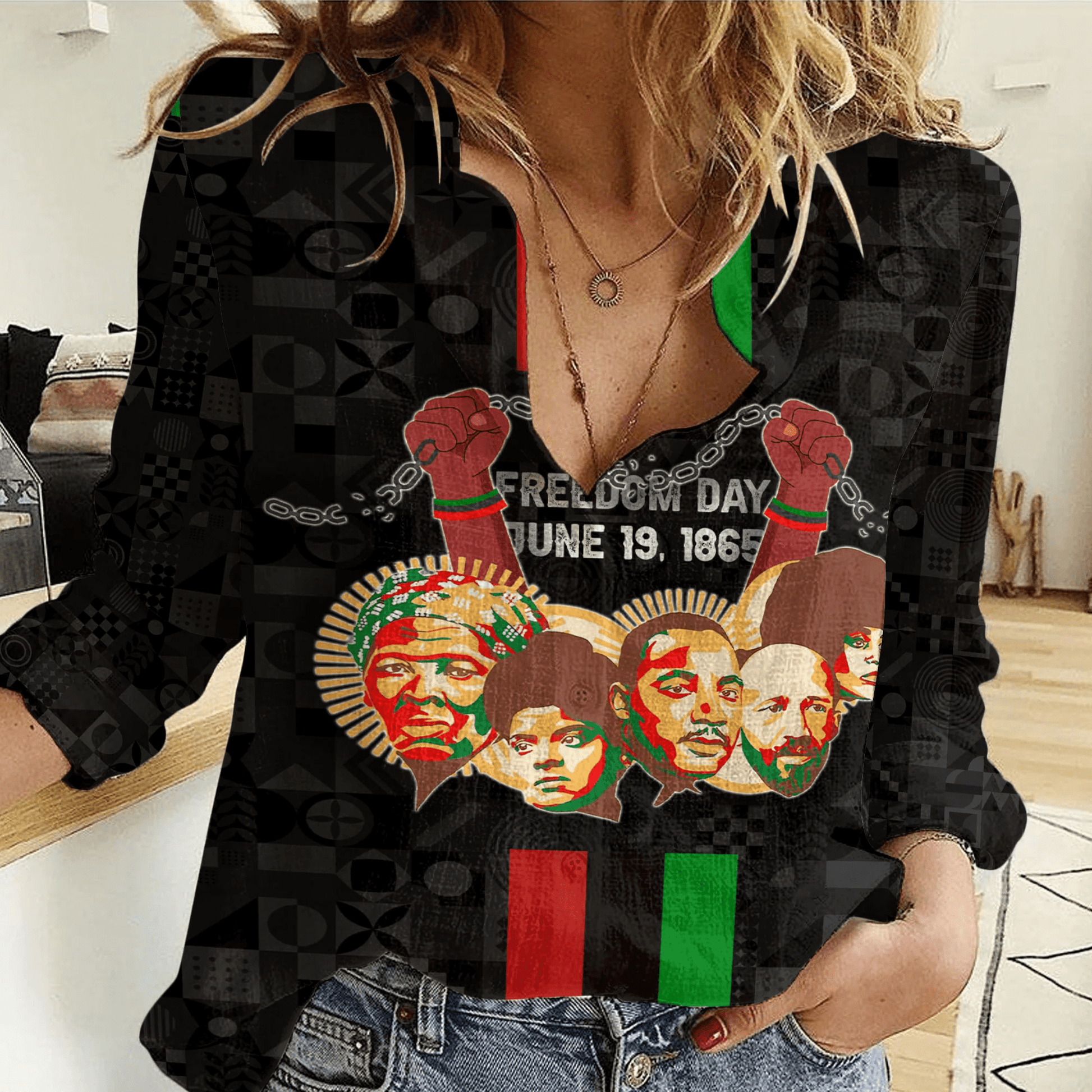 Clothing Person Of Juneteenth Women Casual Shirt