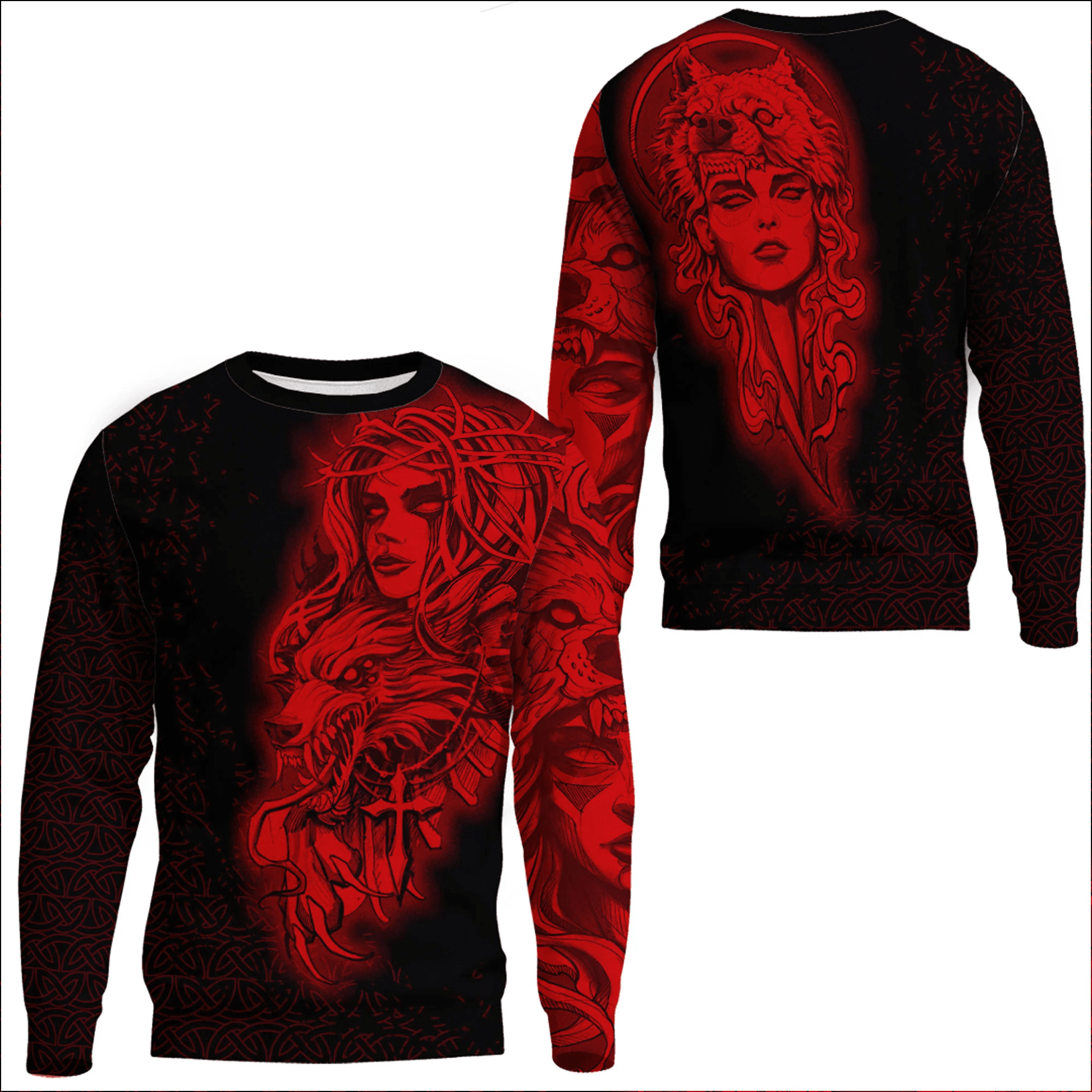 Clothing Valkyries And Wolf Red Sweatshirts
