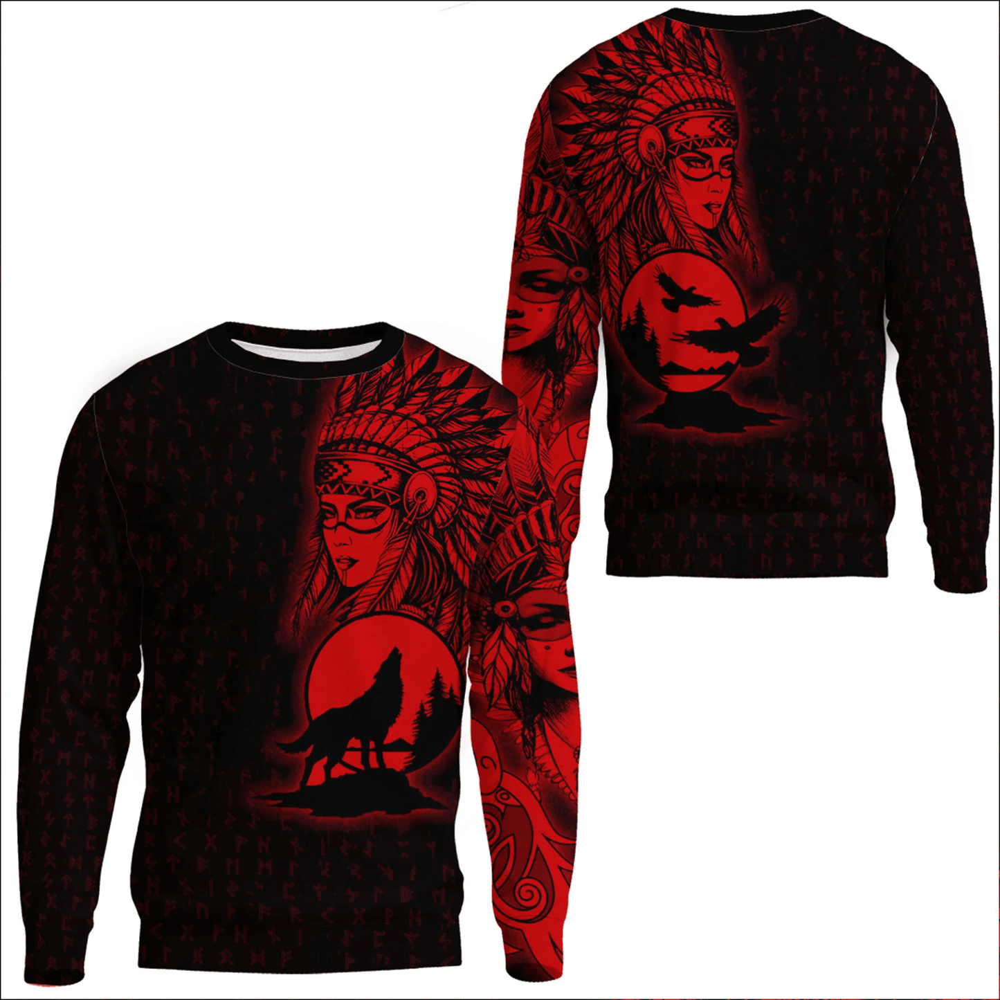 Clothing Valkyries Moon Raven Wolf Red Sweatshirts